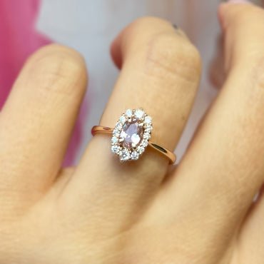 Пръстен от розово злато с морганит и диаманти 0.64 карата