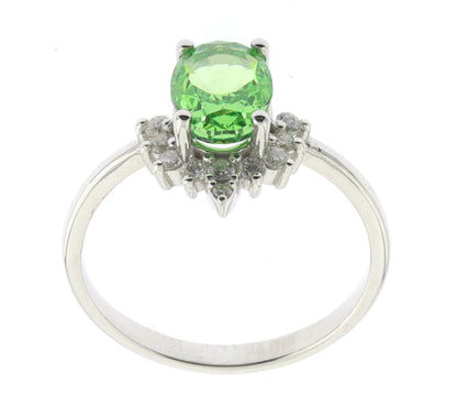 Диамантен пръстен от бяло злато със зелен гранат 2.83 карата