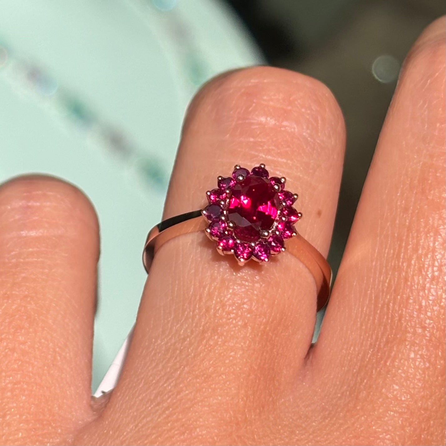 Дамски пръстен от розово злато с рубини 1.56 карата