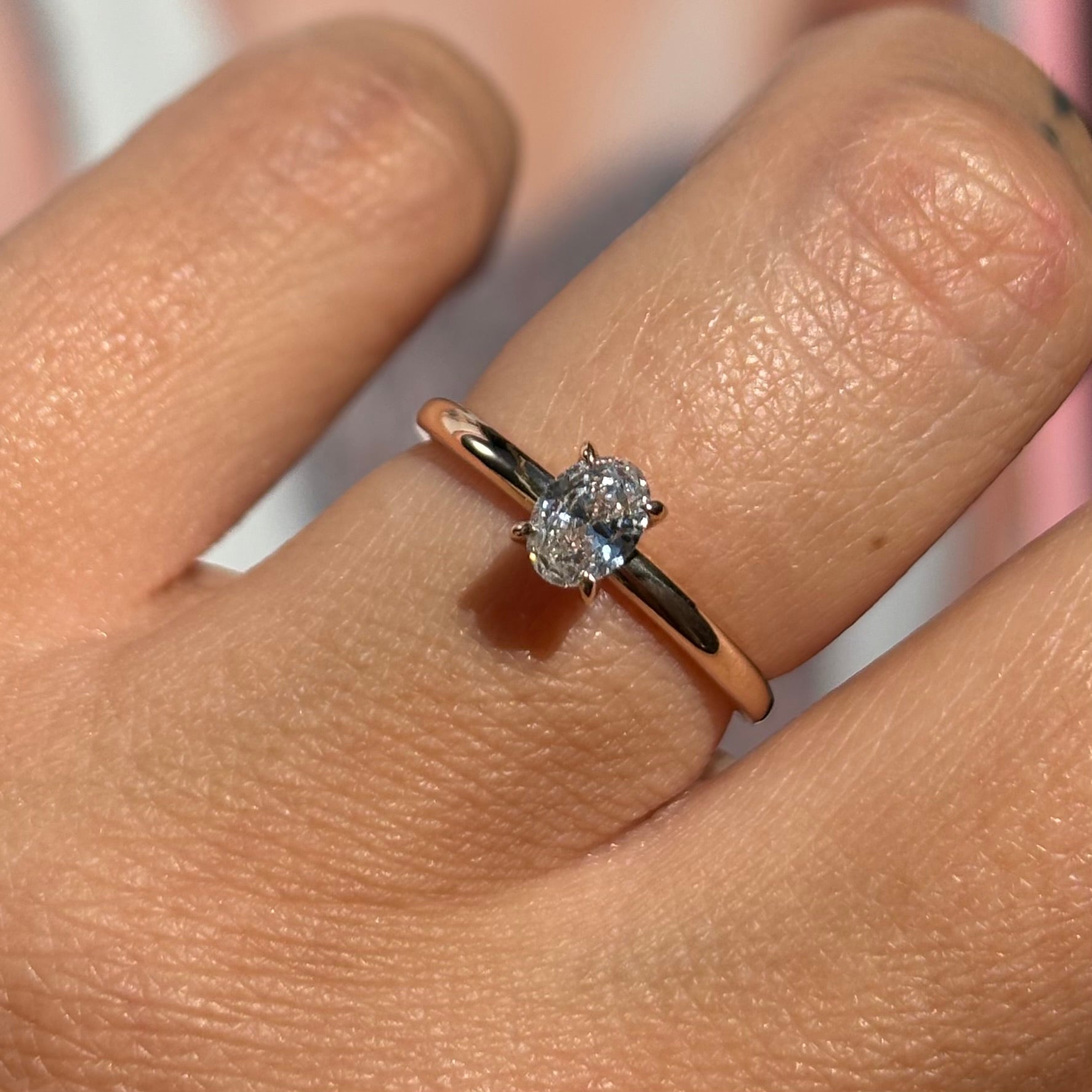 Дамски розово злато пръстен подходящ за годежен пръстен, пръстен за Свети Валентин, 8 март или пръстен за годишнина