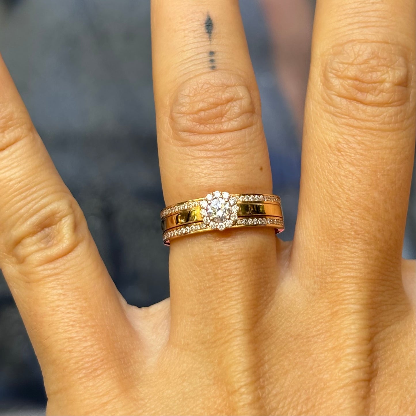 Дамски пръстен от розово злато с диаманти 0.49 карата