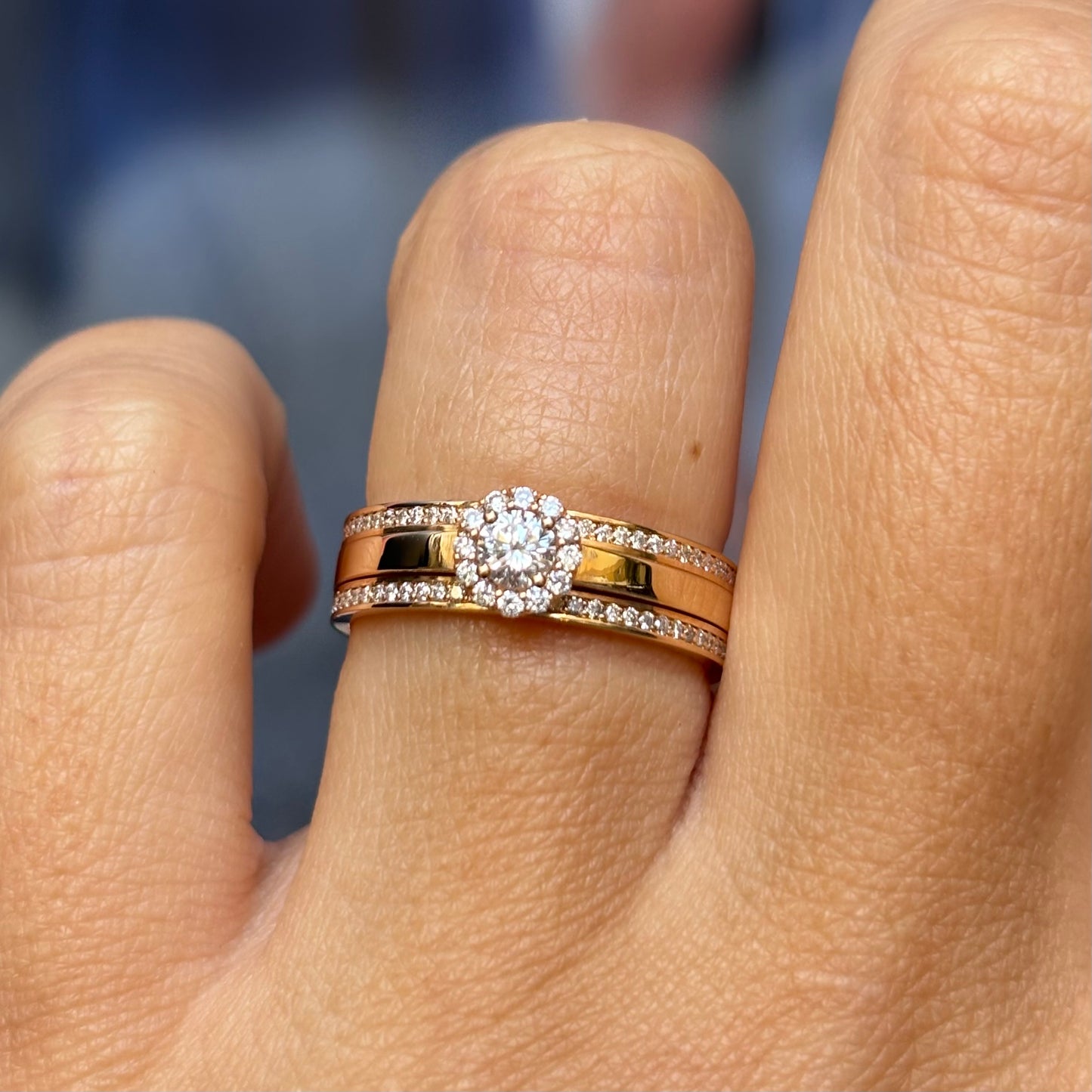 Дамски пръстен от розово злато с диаманти 0.49 карата