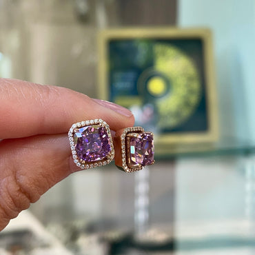 Диамантени обеци от розово злато с розови сапфири 2.84 карата