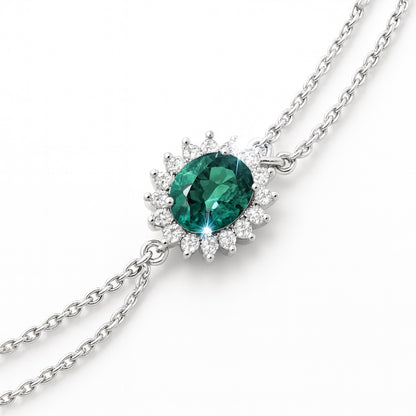 Women's bracelet with emerald and diamonds 1.10 carats