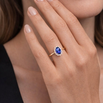 Пръстен от розозо злато с танзанит и диаманти  1.09 карата