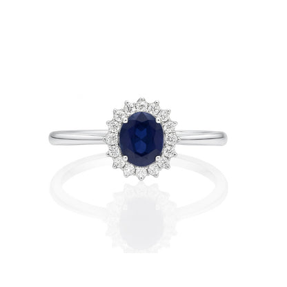 Women's ring in white gold with sapphires and diamonds 1.05 carats