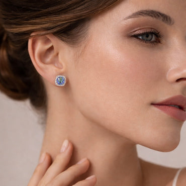 White gold earrings with diamonds and sapphires 9.84 carats Limited edition Bahrain Diamond Exhibition