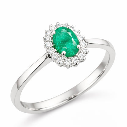 White gold ring with emerald and diamonds 0.91 carats
