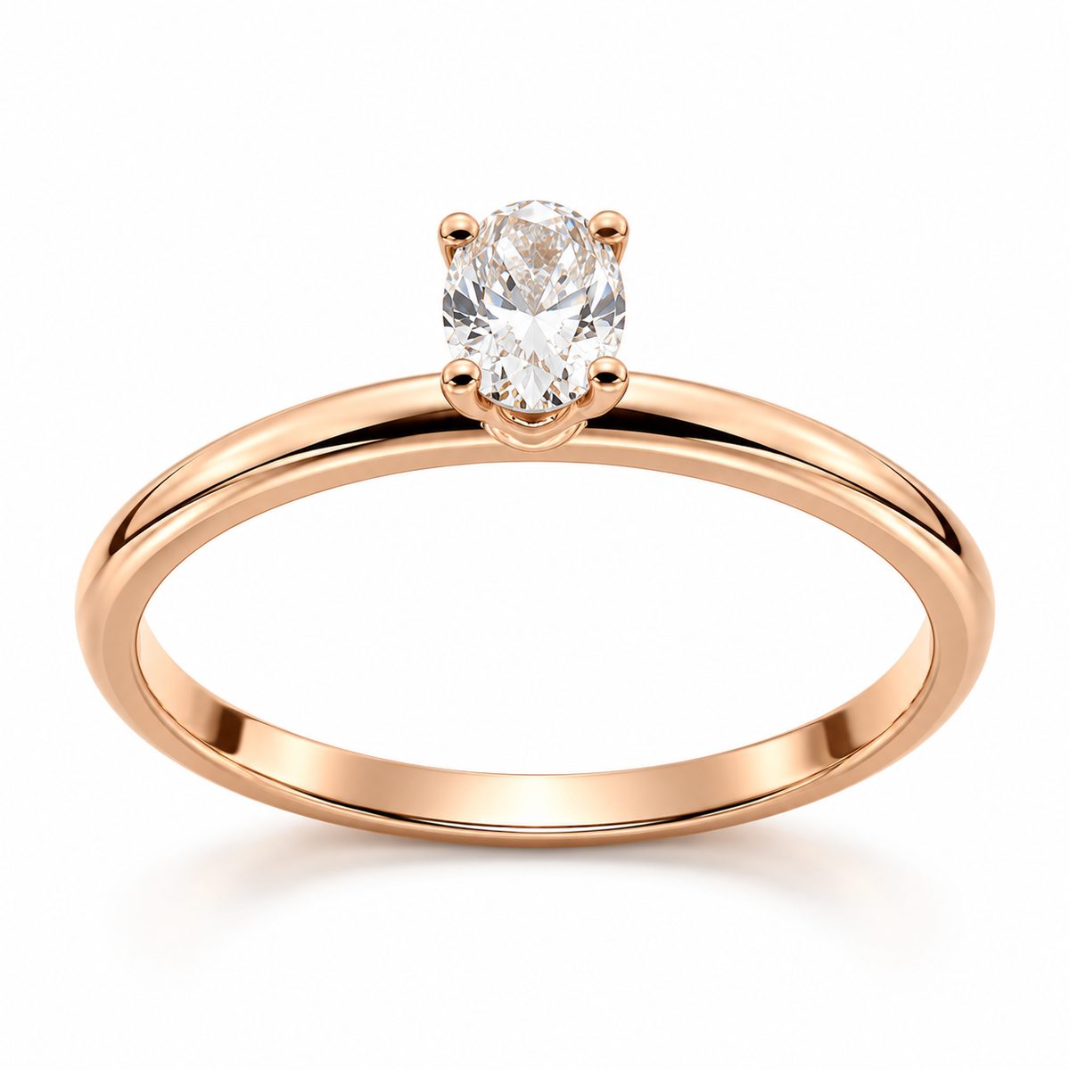 Годежен пръстен от розово злато с овален диамант – SHEMAY House of Diamonds