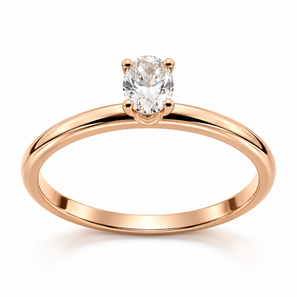 Годежен пръстен от розово злато с овален диамант – SHEMAY House of Diamonds