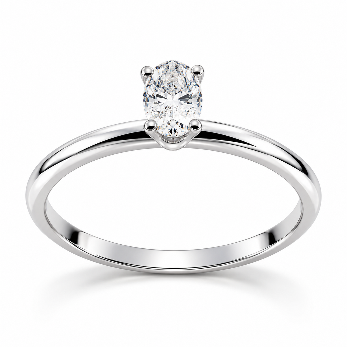 Годежен пръстен от бяло злато с овален диамант – SHEMAY House of Diamonds