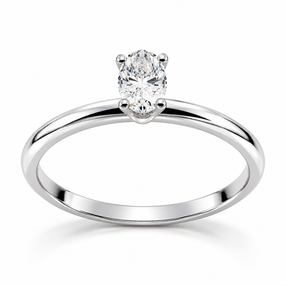 Годежен пръстен от бяло злато с овален диамант – SHEMAY House of Diamonds