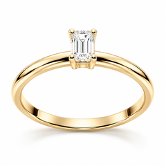 Годежен пръстен от жълто злато с диамант Emerald Cut – съвършена елегантност