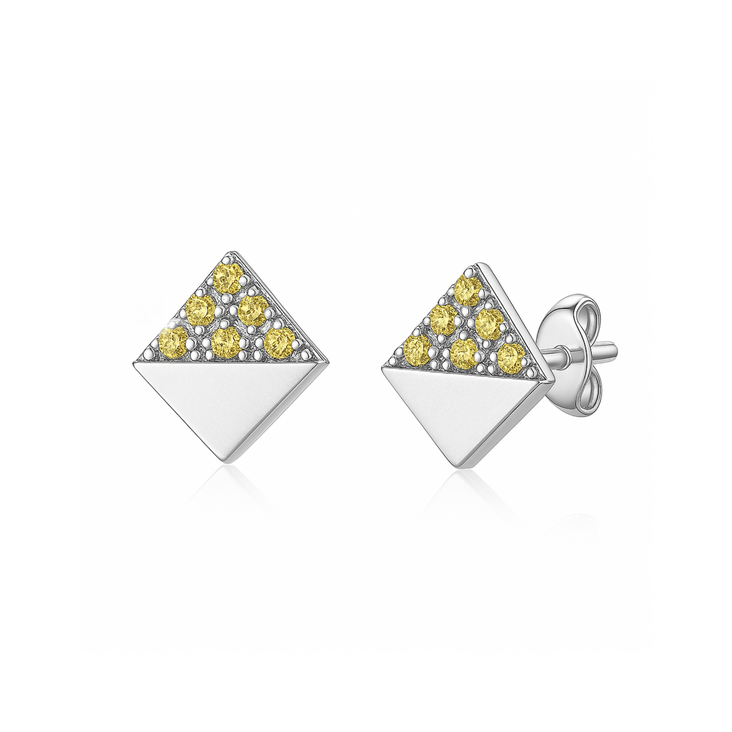 White gold earrings with yellow diamonds 0.14 carats