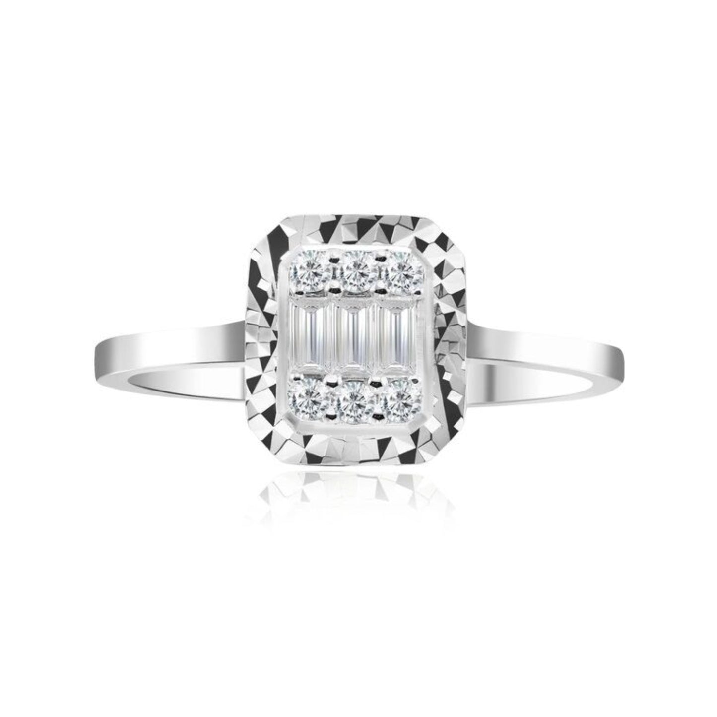 Диамантен пръстен от бяло злато 0.19 карата