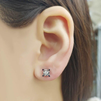 Обеци от бяло злато с диаманти 0.15 карата