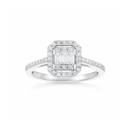 Пръстен от бяло злато с диаманти 0.36 карата