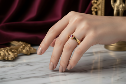 Пръстен от жълто злато с рубин 0.63 карата