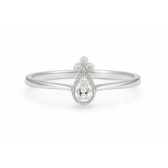 Пръстен от бяло злато с диамант капка и брилянти 0.18 карата