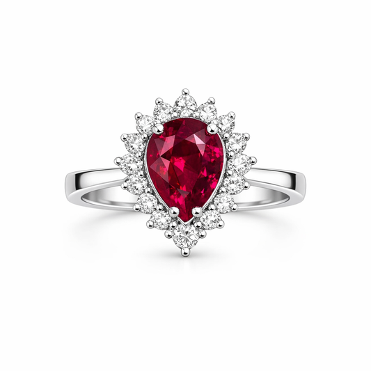 Дамски пръстен с диаманти и рубин 1.49 карата