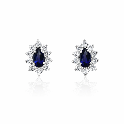 Diamond earrings with sapphires in white gold 1.00 carat