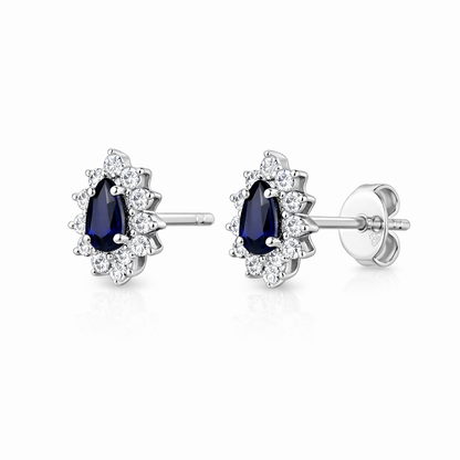 Diamond earrings with sapphires in white gold 1.00 carat