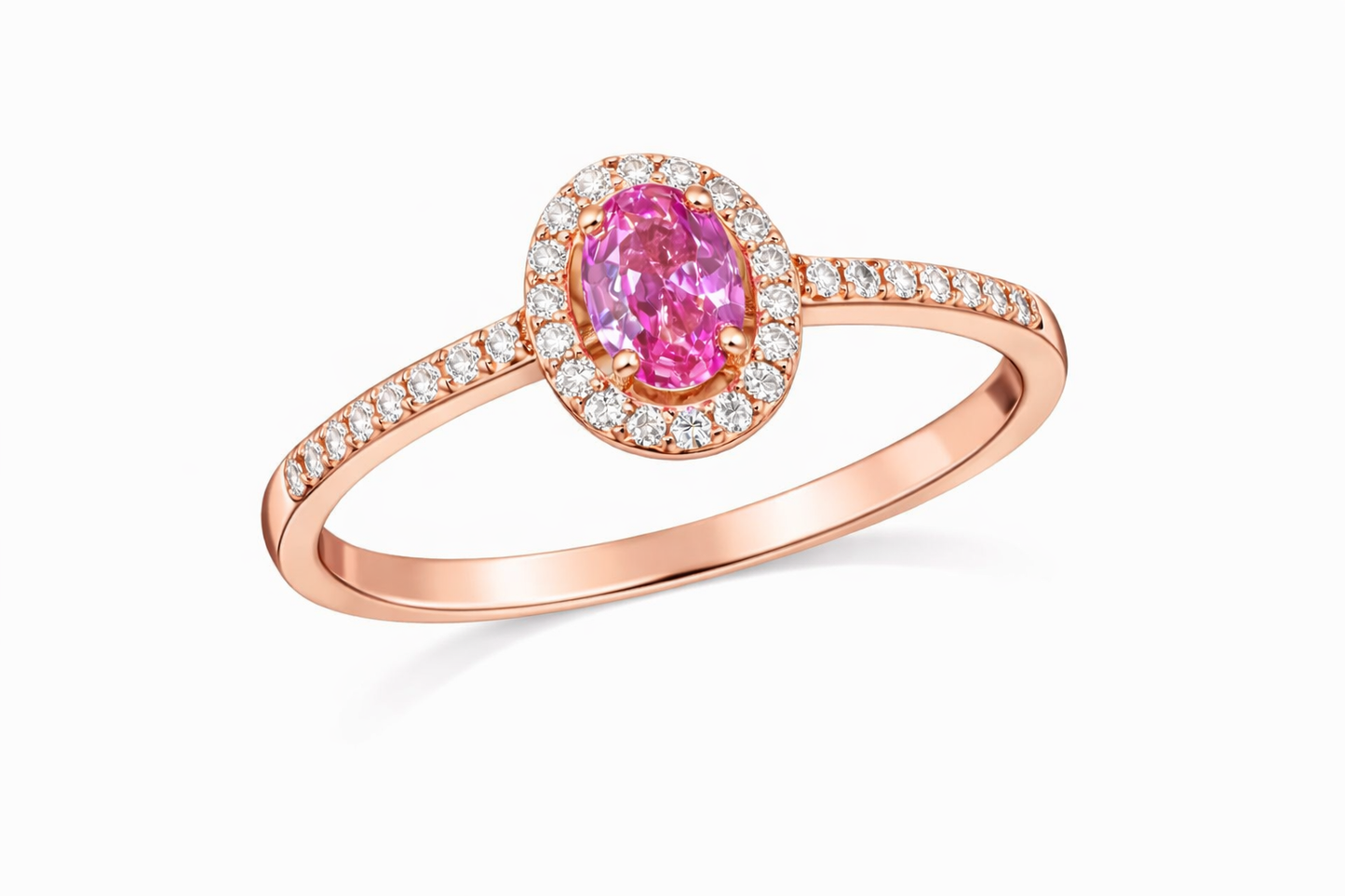Диамантен пръстен от розово злато с розов сапфир 1.04 карата
