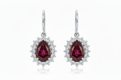 White gold earrings with rubies and diamonds 1.53 carats