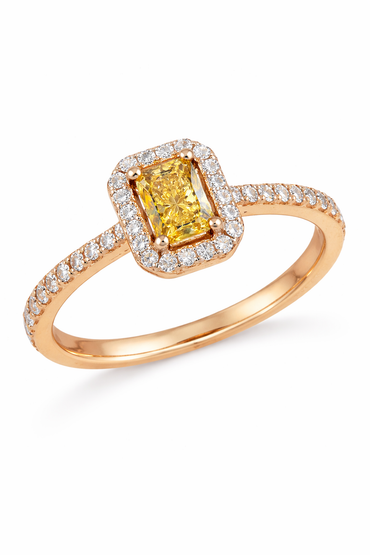 Diamond ring rose gold with yellow sapphire 1.47 carats