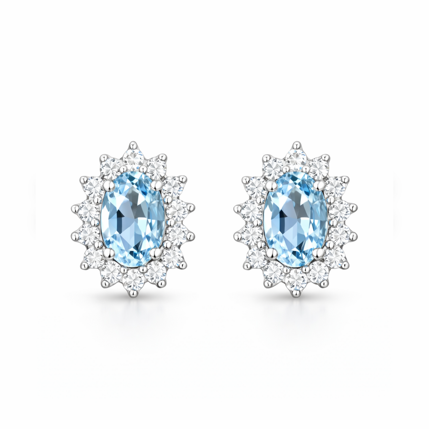 Earrings with aquamarine and diamonds 1.57 carats