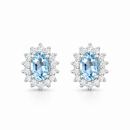 Earrings with aquamarine and diamonds 1.57 carats