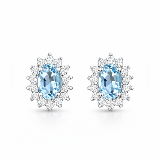 Earrings with aquamarine and diamonds 1.57 carats