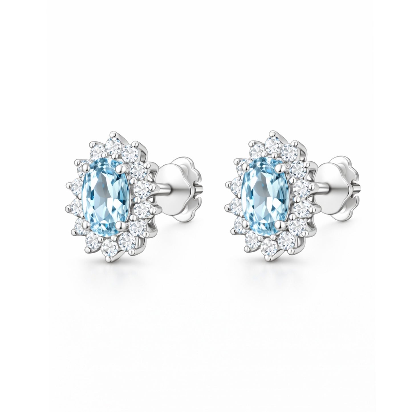 Earrings with aquamarine and diamonds 1.57 carats