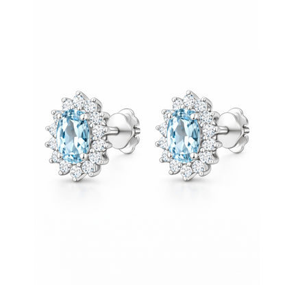 Earrings with aquamarine and diamonds 1.57 carats