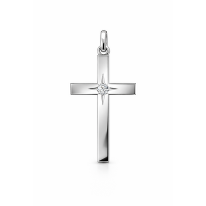 White gold cross with 0.25 carat diamond
