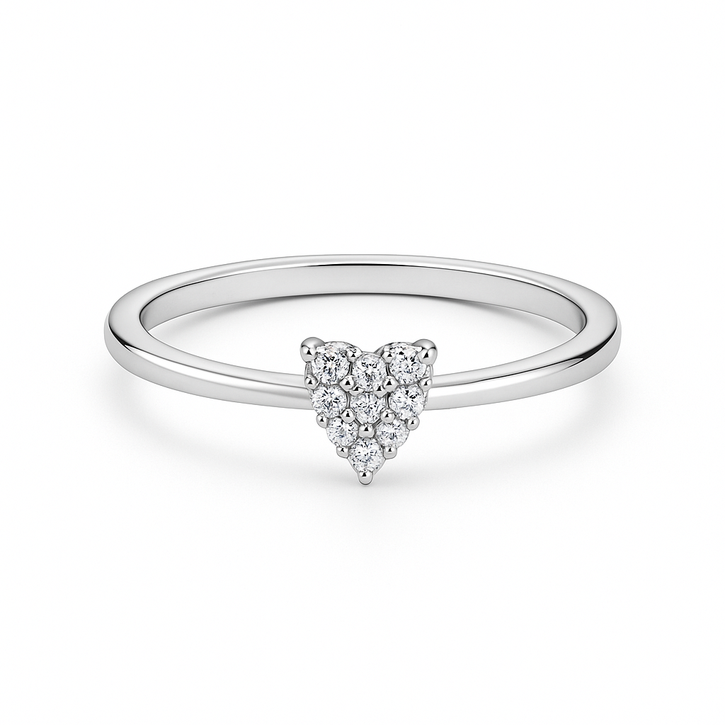 Women's heart ring with diamonds 0.07 carats