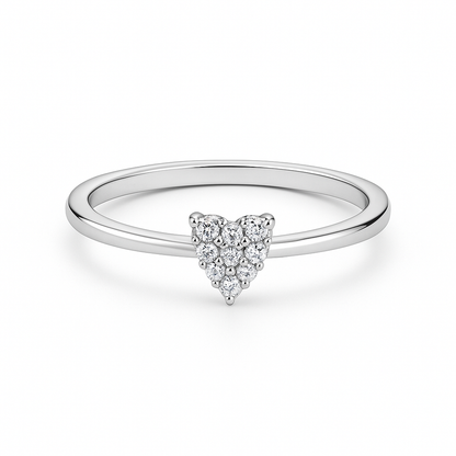 Women's heart ring with diamonds 0.07 carats
