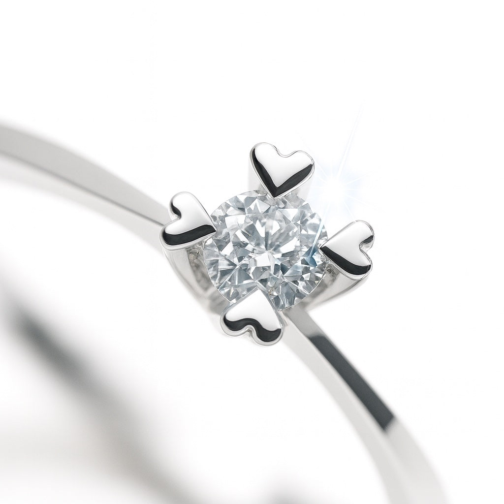 Годежен пръстен от бяло злато с диамант 0.11