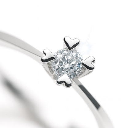 Годежен пръстен от бяло злато с диамант 0.11