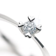 Годежен пръстен от бяло злато с диамант 0.11