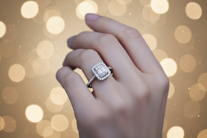 Дамски пръстен бяло злато с диаманти 0.42 карата