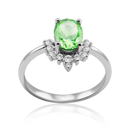 Diamond ring in white gold with green garnet 2.83 carats