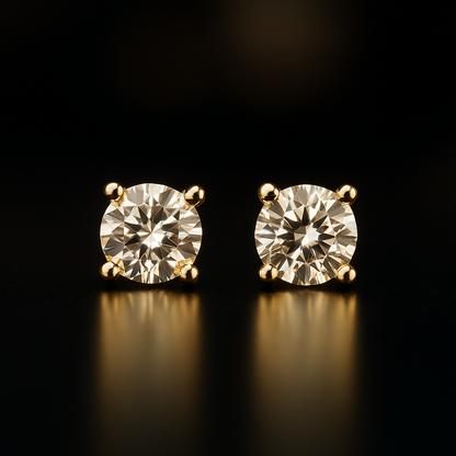 Yellow gold earrings with diamonds 0.20 carats