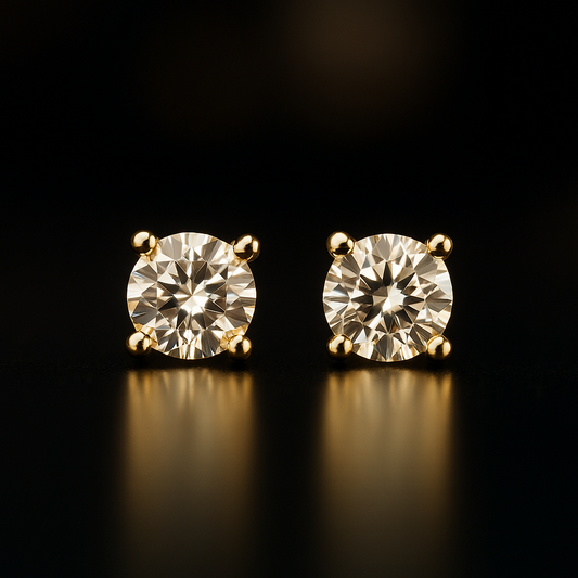 Yellow gold earrings with diamonds 0.20 carats