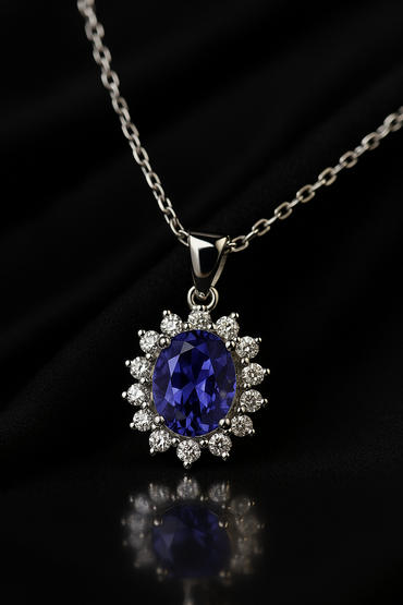 Диамантено колие от бяло злато с танзанит 1.01 карата