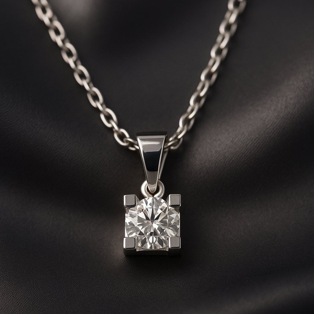 Висулка от бяло злато с диамант 0.11