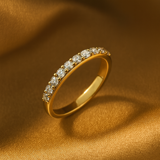 Дамски пръстен тип халка от жълто злато с диаманти 0.65 карата