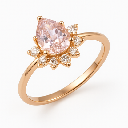 Пръстен розово злато с диаманти и розов сапфир 2.58 карата