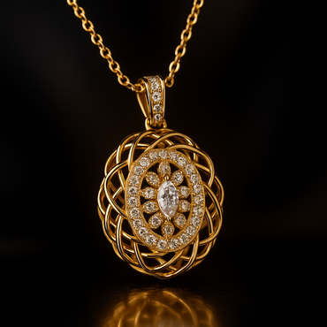 Диамантено колие с висулка от розово злато 0.43 карата