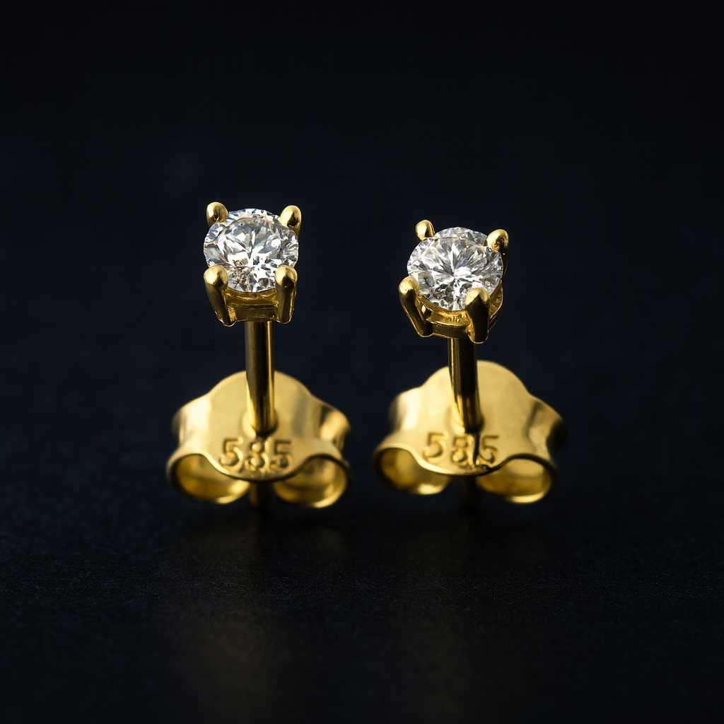 Yellow gold earrings with diamonds 0.20 carats